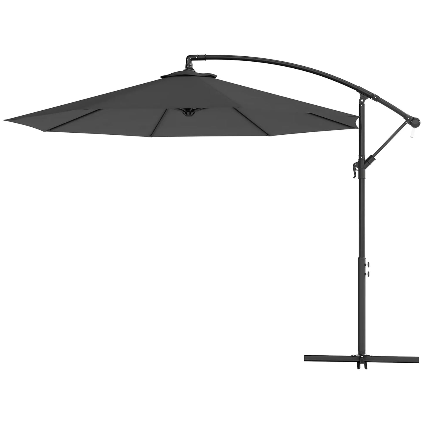 10' Grey Offset Patio Umbrella, Crank, Cross Base, Grey Offset Cantilever Umbrellas Grey at Gallery Canada