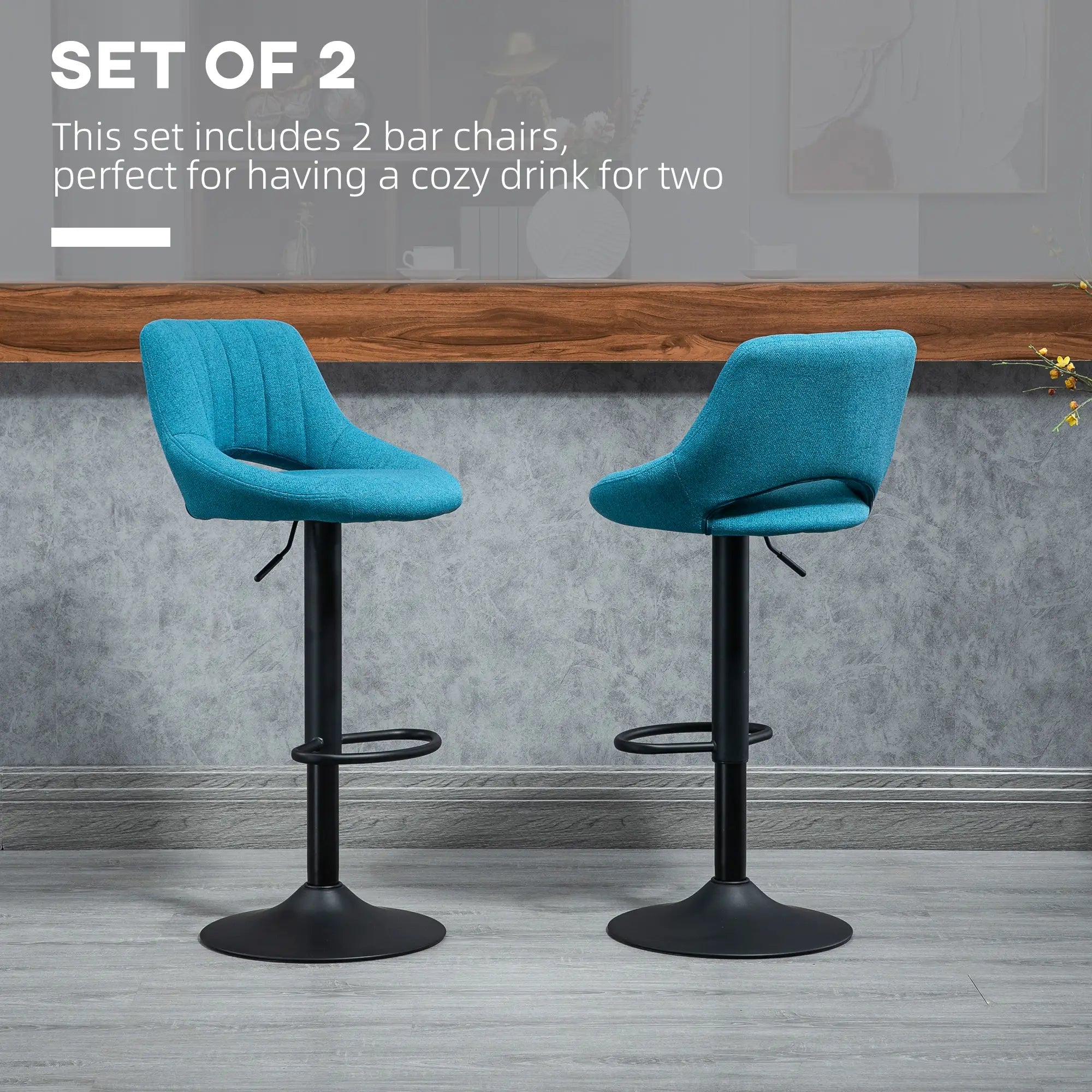 Swivel Counter Height Bar Stools Set of 2, Adjustable Height, Blue Bar Stools at Gallery Canada