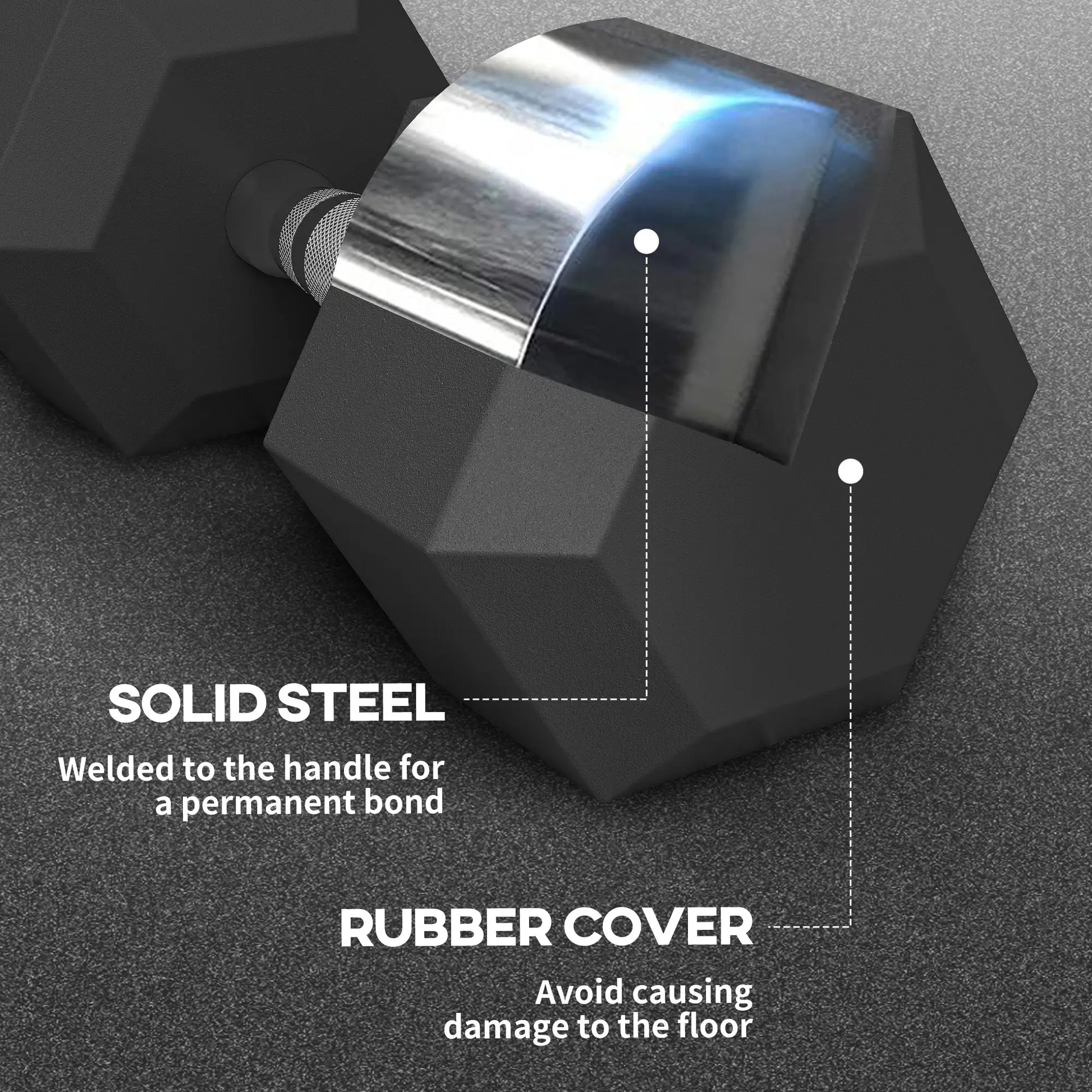 2 x 45lbs Rubber Hex Dumbbells, Fitness Training, Black Dumbbells & Barbells at Gallery Canada