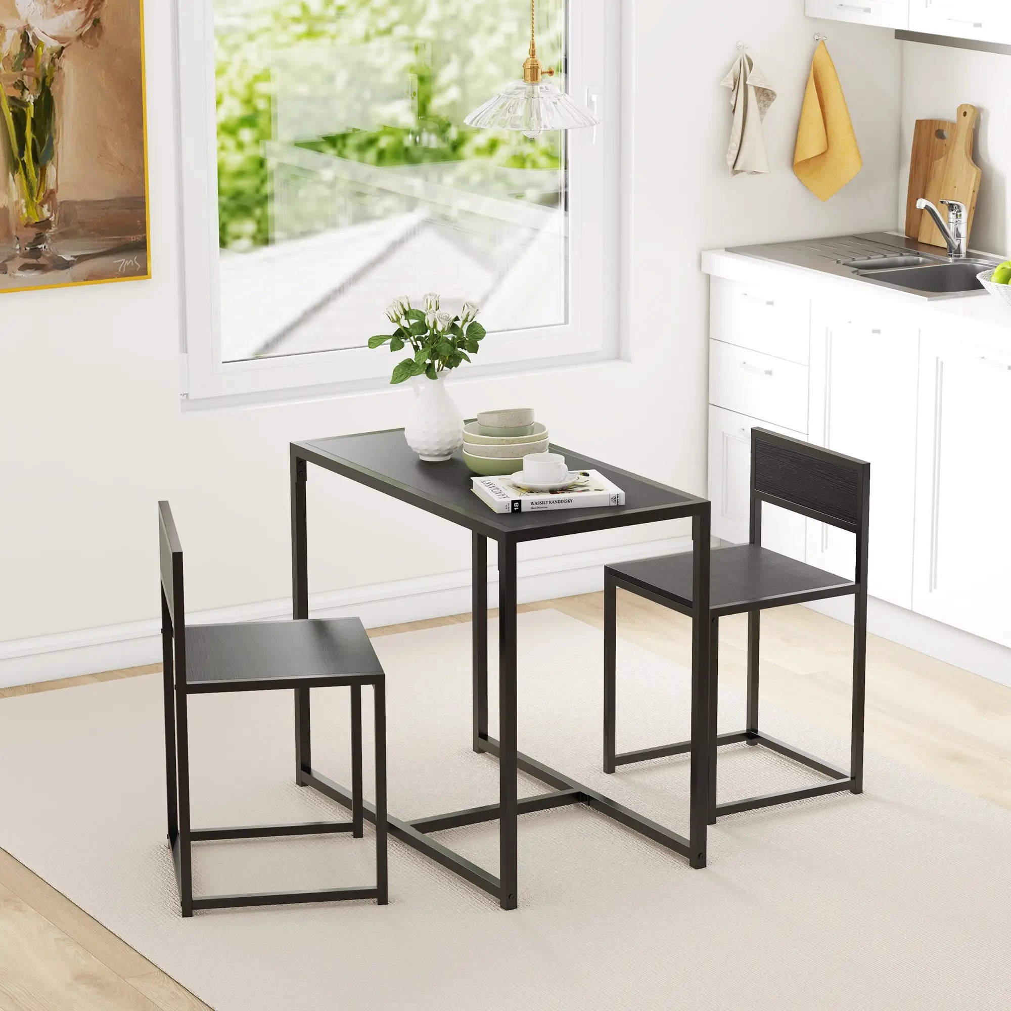 Industrial Dining Table Set for 2, Kitchen Table and Chairs, Small Space Bar Sets at Gallery Canada
