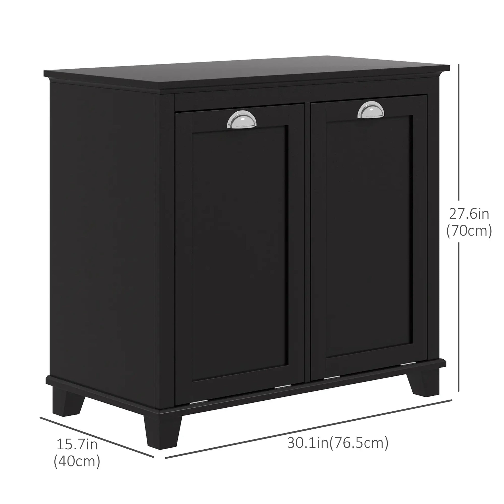 Tilt-Out Laundry Cabinet, Bathroom Organizer with Two-Compartment Hamper, Black Bathroom Cabinets at Gallery Canada
