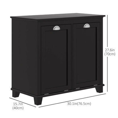 Tilt-Out Laundry Cabinet, Bathroom Organizer with Two-Compartment Hamper, Black Bathroom Cabinets at Gallery Canada