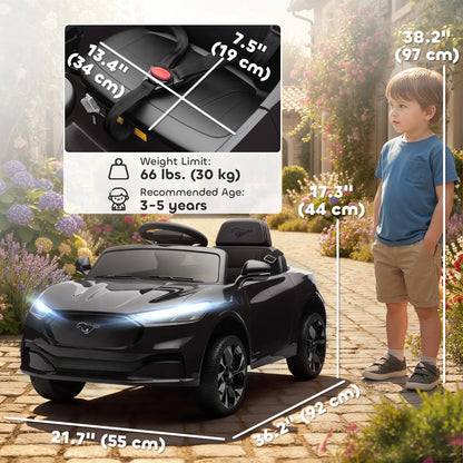 Ride On Car For Kids, 12V Electric Car, Remote Control, LED Light, Music, Black Electric Toy Cars at Gallery Canada