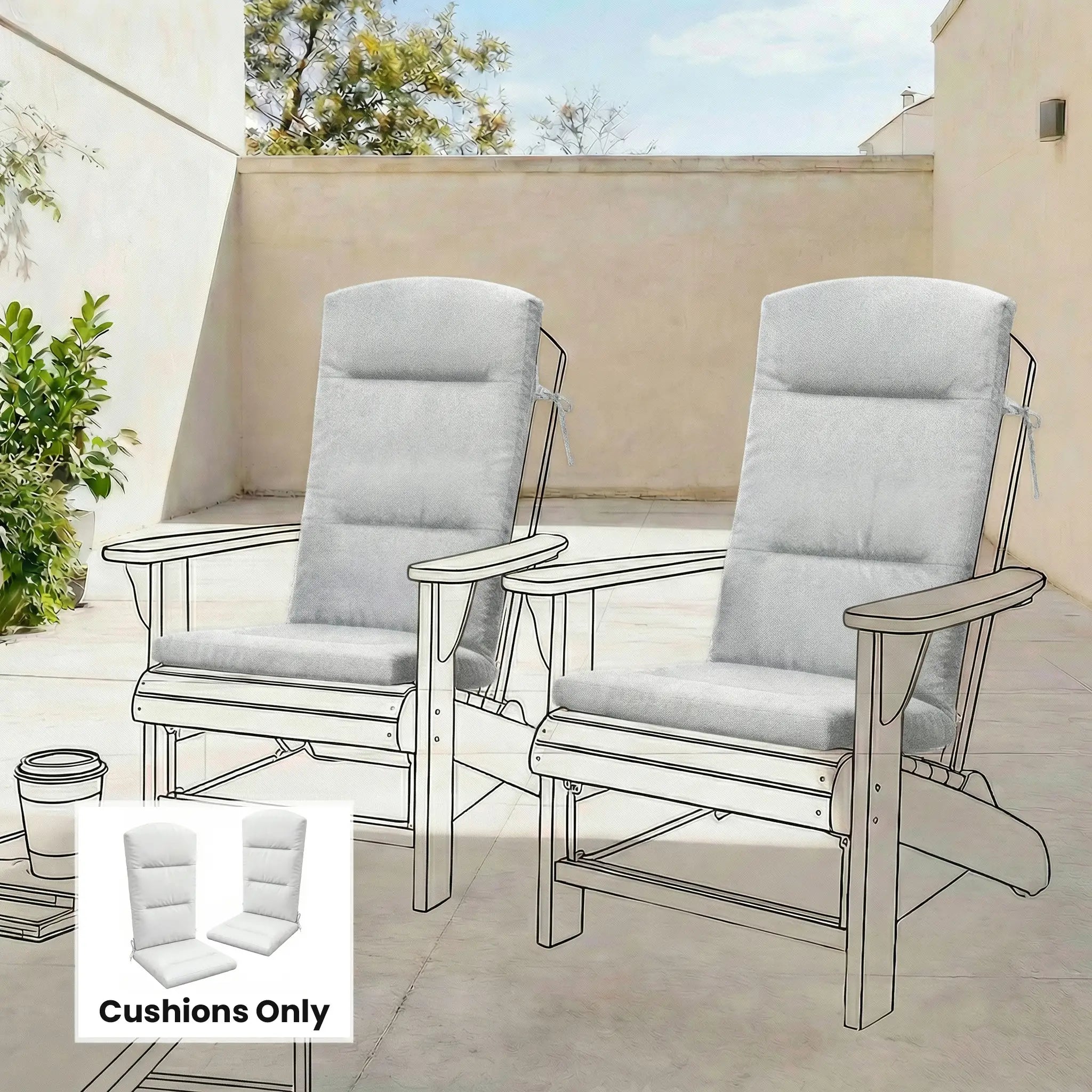 Adirondack Chair Replacement Cushion, With Back And Ties, Light Grey Patio Chair Cushions at Gallery Canada