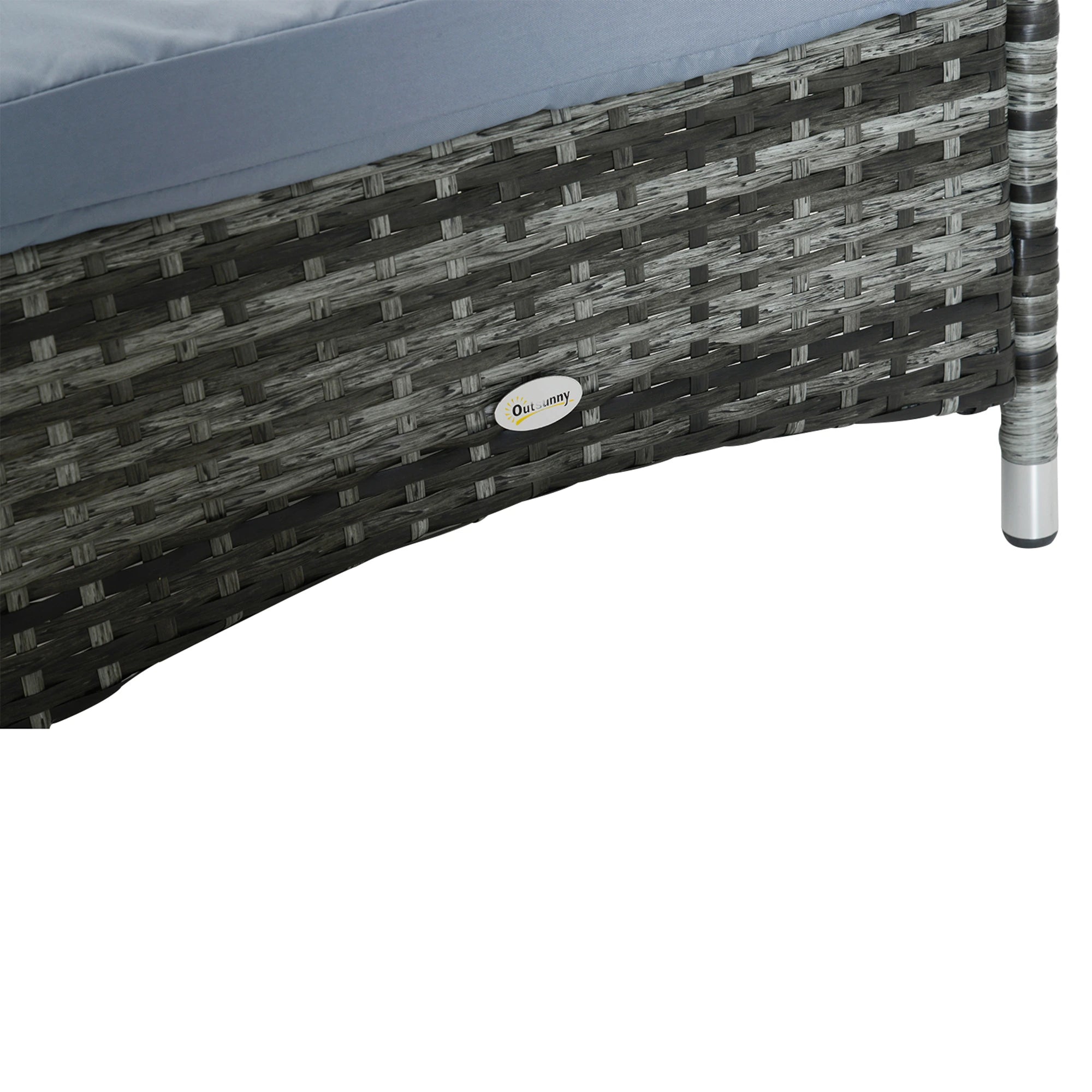 Wicker Chaise Lounge, Outdoor PE Rattan Sun Lounger, Adjustable Backrest, Cushion, Wheels, Mixed Grey, Grey Chaise Loungers at Gallery Canada