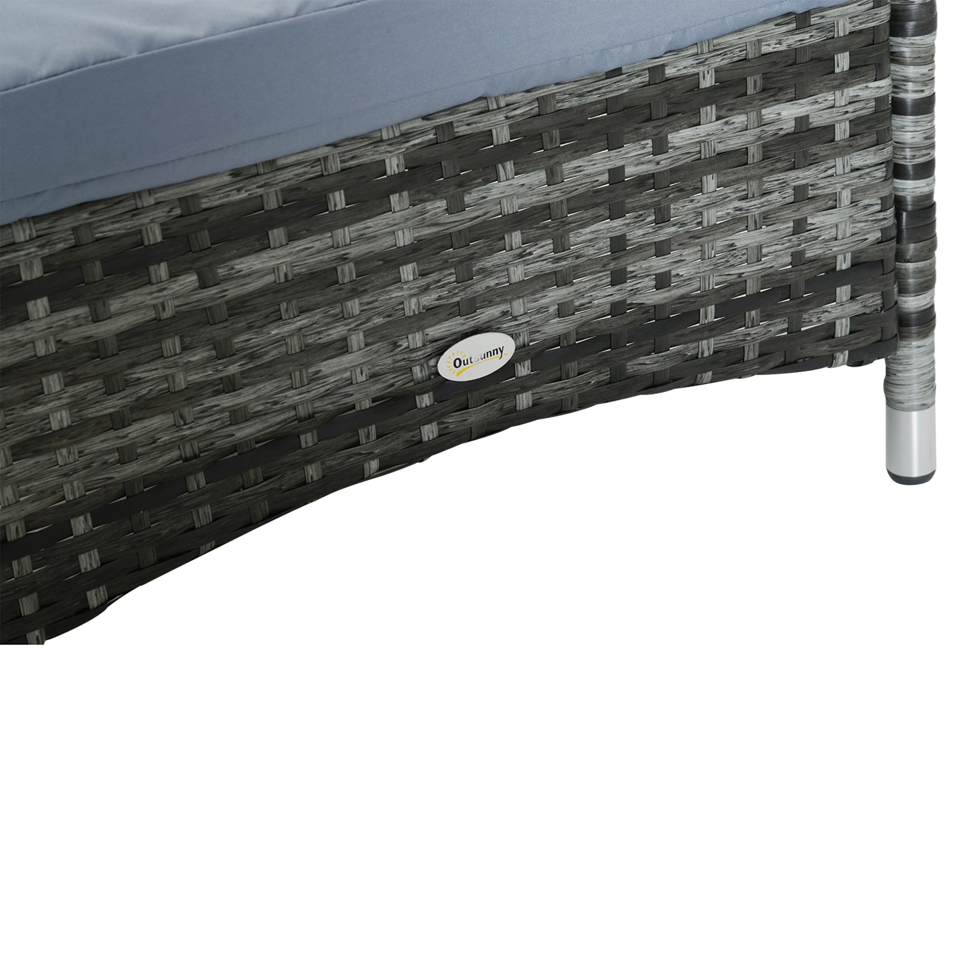 Wicker Chaise Lounge, Outdoor PE Rattan Sun Lounger, Adjustable Backrest, Cushion, Wheels, Mixed Grey, Grey Chaise Loungers at Gallery Canada