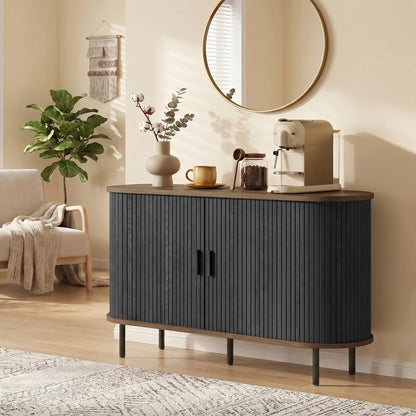 Fluted Sideboard Buffet Cabinet, 55", Black