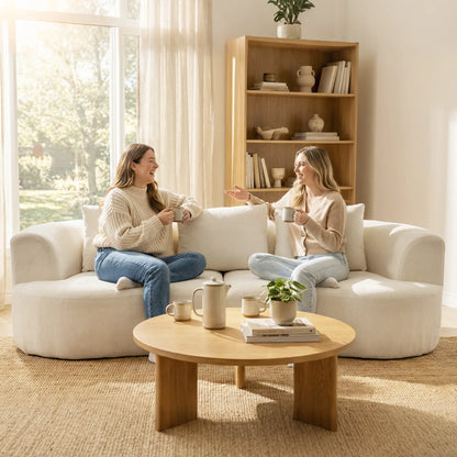 3 Seater Sofa, 102" Cream White, Chenille Couch With Spring Cushions, Cream White 3-Seater Sofas at Gallery Canada