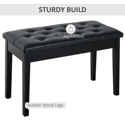 30 Piano Bench, Padded Cushion, Storage, Faux Leather, Black Piano Benches at Gallery Canada