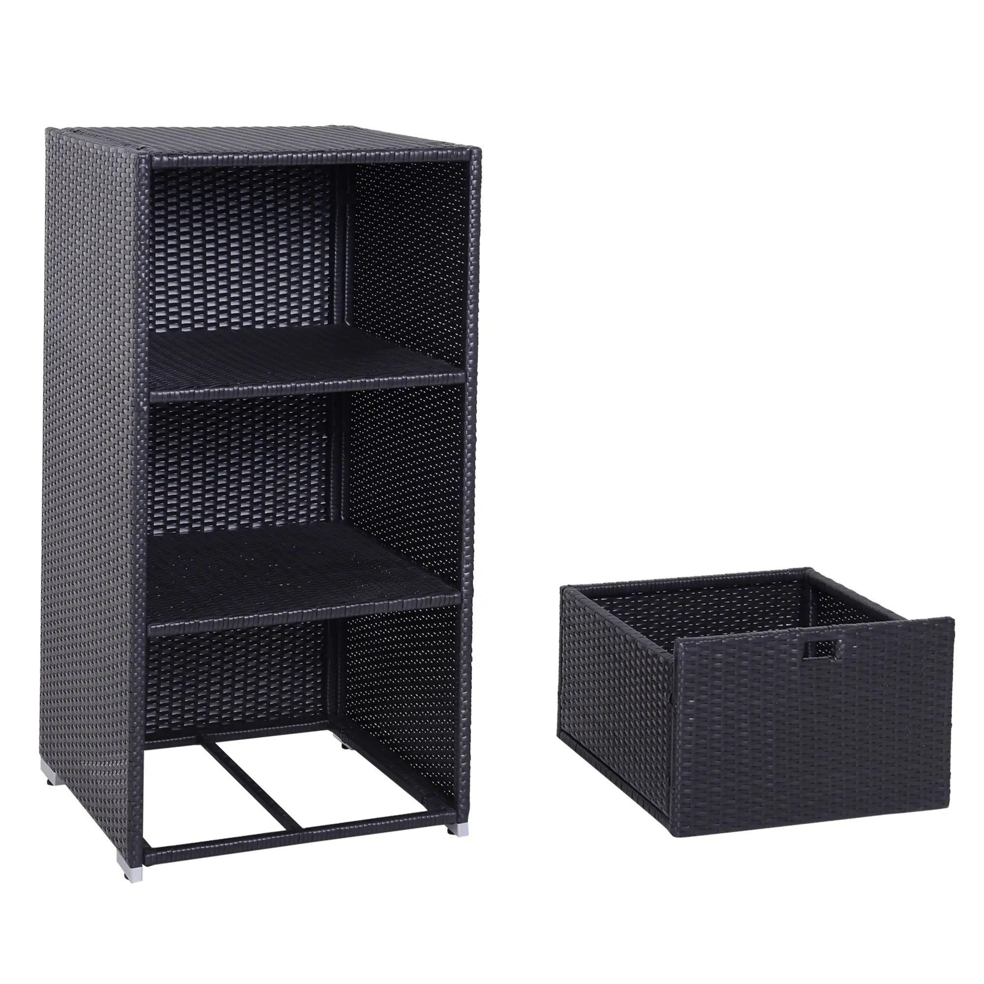 Outdoor Storage Cabinet, Rattan Wicker Pool Towel Organizer, Dark Brown Patio Storage Boxes at Gallery Canada