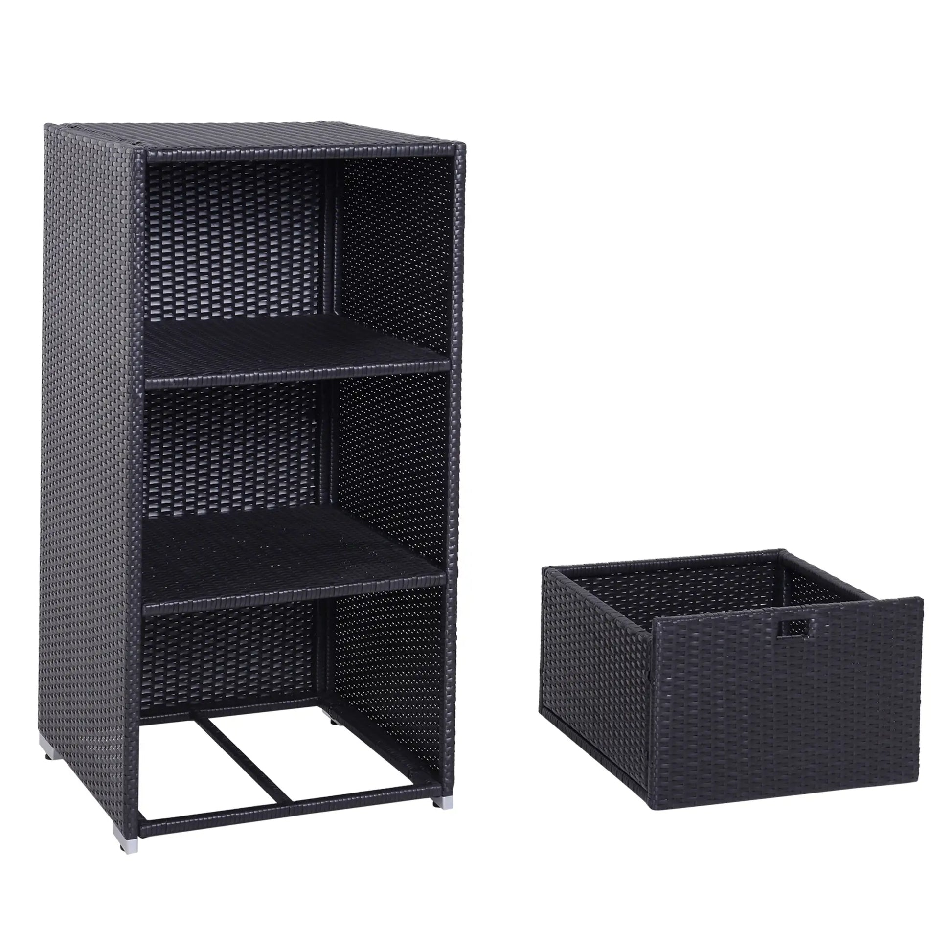 Outdoor Storage Cabinet, Rattan Wicker Pool Towel Organizer, Dark Brown Patio Storage Boxes at Gallery Canada