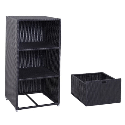Outdoor Storage Cabinet, Rattan Wicker Pool Towel Organizer, Dark Brown Patio Storage Boxes at Gallery Canada