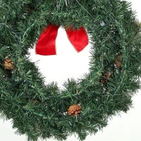 Couronne de Noël artificielle de 24 pouces, 50 lumières LED, nœud, vert