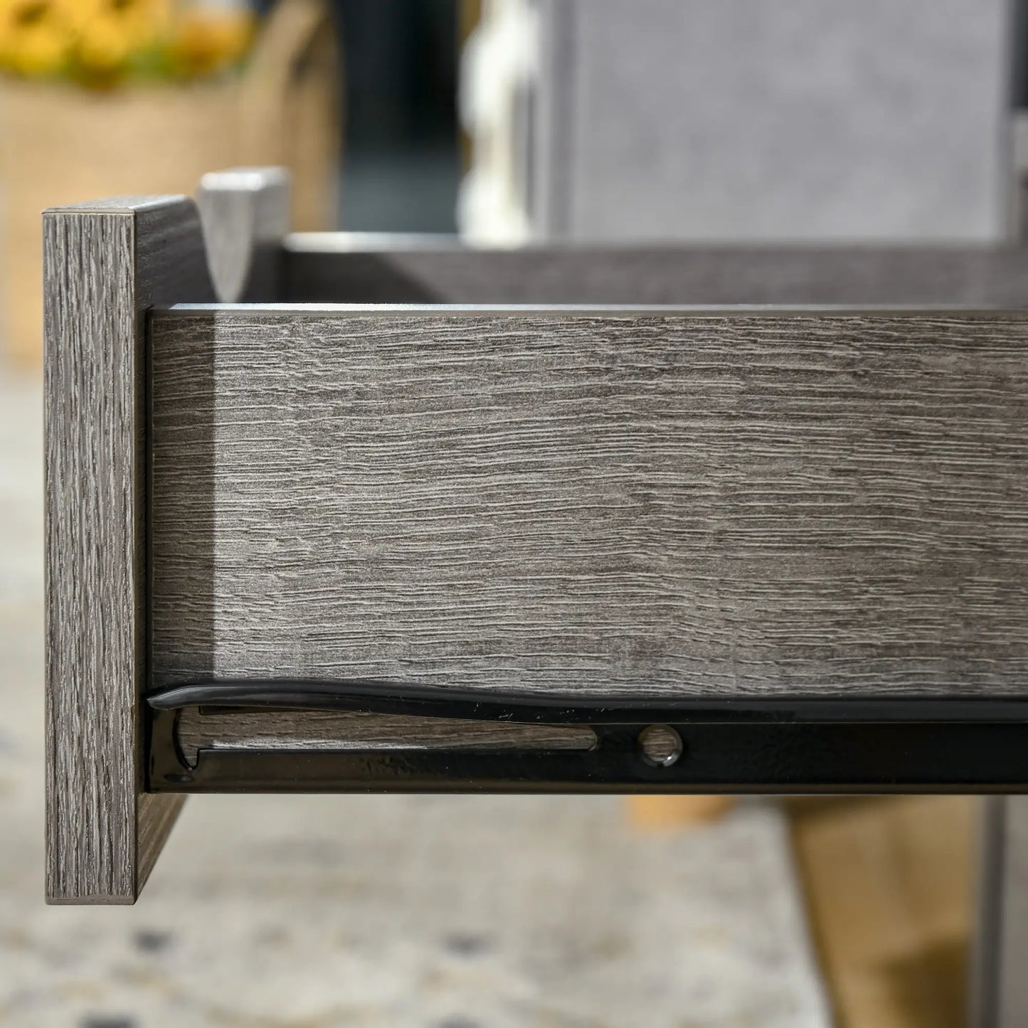 Industrial Nightstand, 2 Drawers with Storage Shelf, Grey Side Tables at Gallery Canada