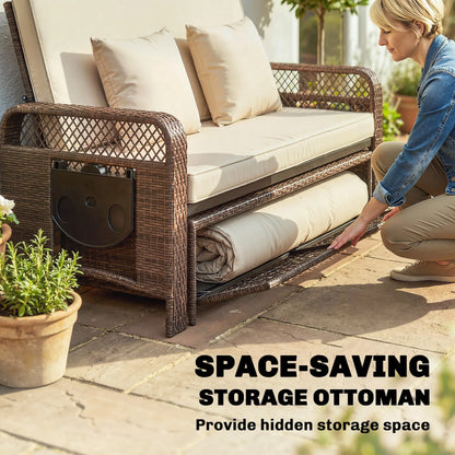 Patio Lounge Chair Set, 2 Pieces With Cushions, Adjustable Backrest Wicker Chaise Loungers at Gallery Canada