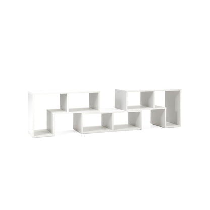 Adjustable TV Stand, 65 Inch, 3 Pieces With Shelves, White Entertainment Centers & TV Stands at Gallery Canada