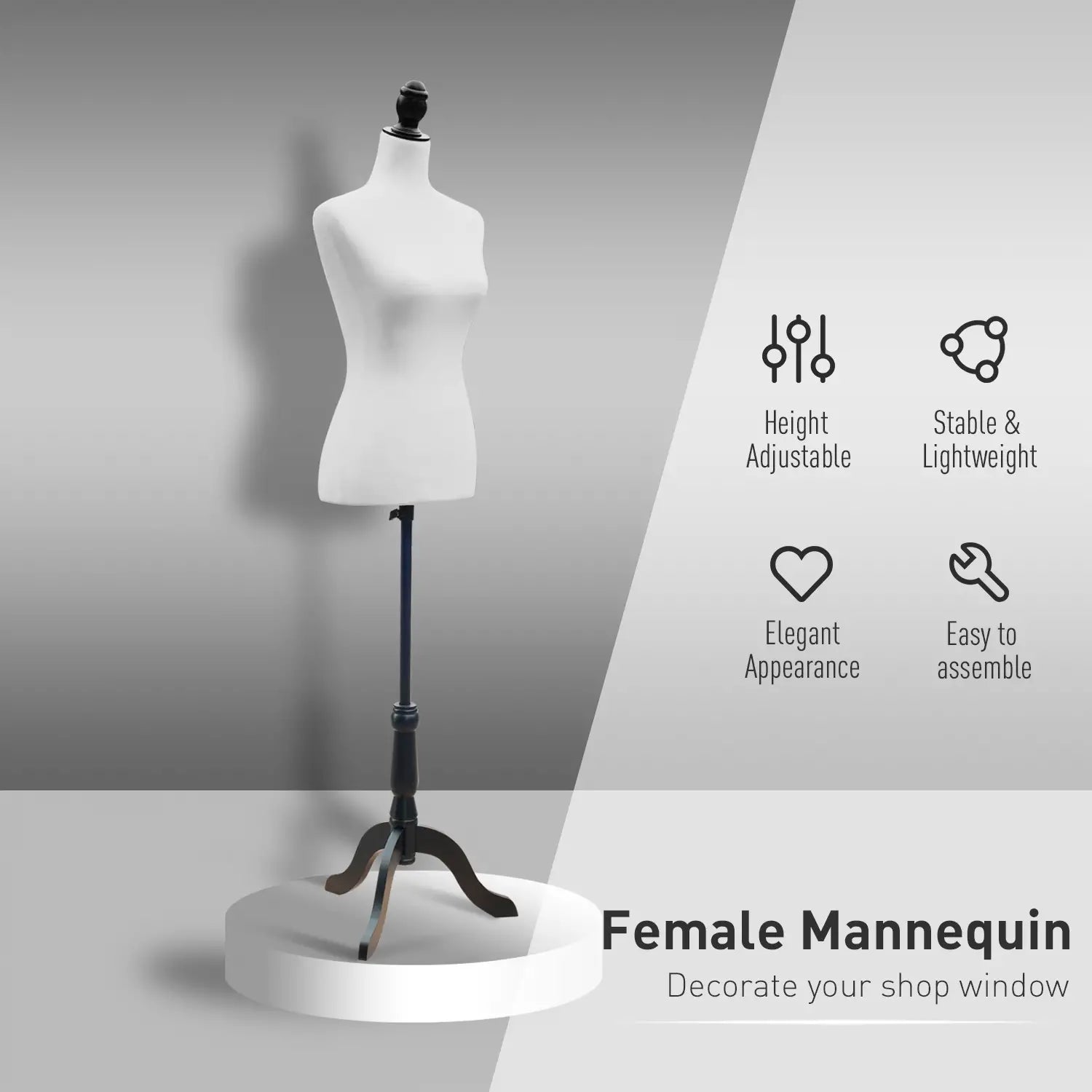 Female Mannequin Dress Form Torso, Dressmaker Stand, White Dress Form & Mannequins at Gallery Canada