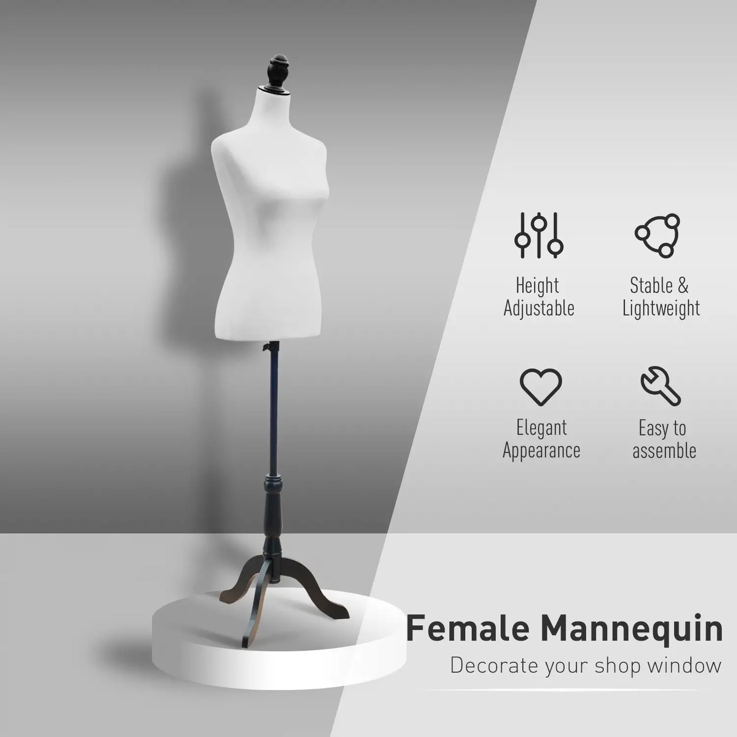 Female Mannequin Dress Form Torso, Dressmaker Stand, White Dress Form & Mannequins at Gallery Canada