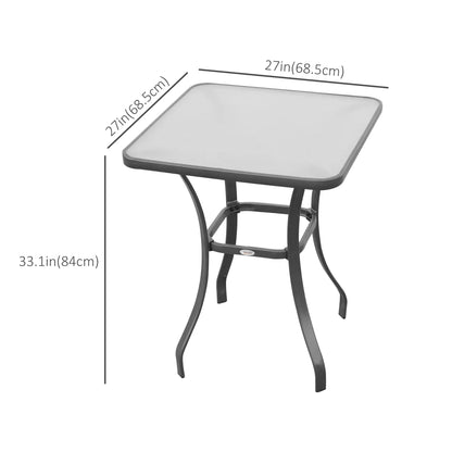 27" Square Patio Table, Tempered Glass Top, Steel Frame Patio Side Tables at Gallery Canada