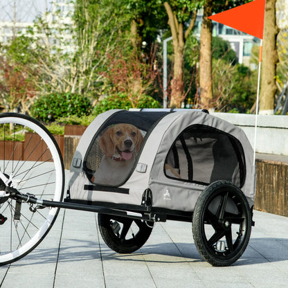 Dog Bike Trailer, Mesh Windows, Safety Leash, Flag, Medium Dogs, Light Grey Dog Bike Trailers & Strollers at Gallery Canada
