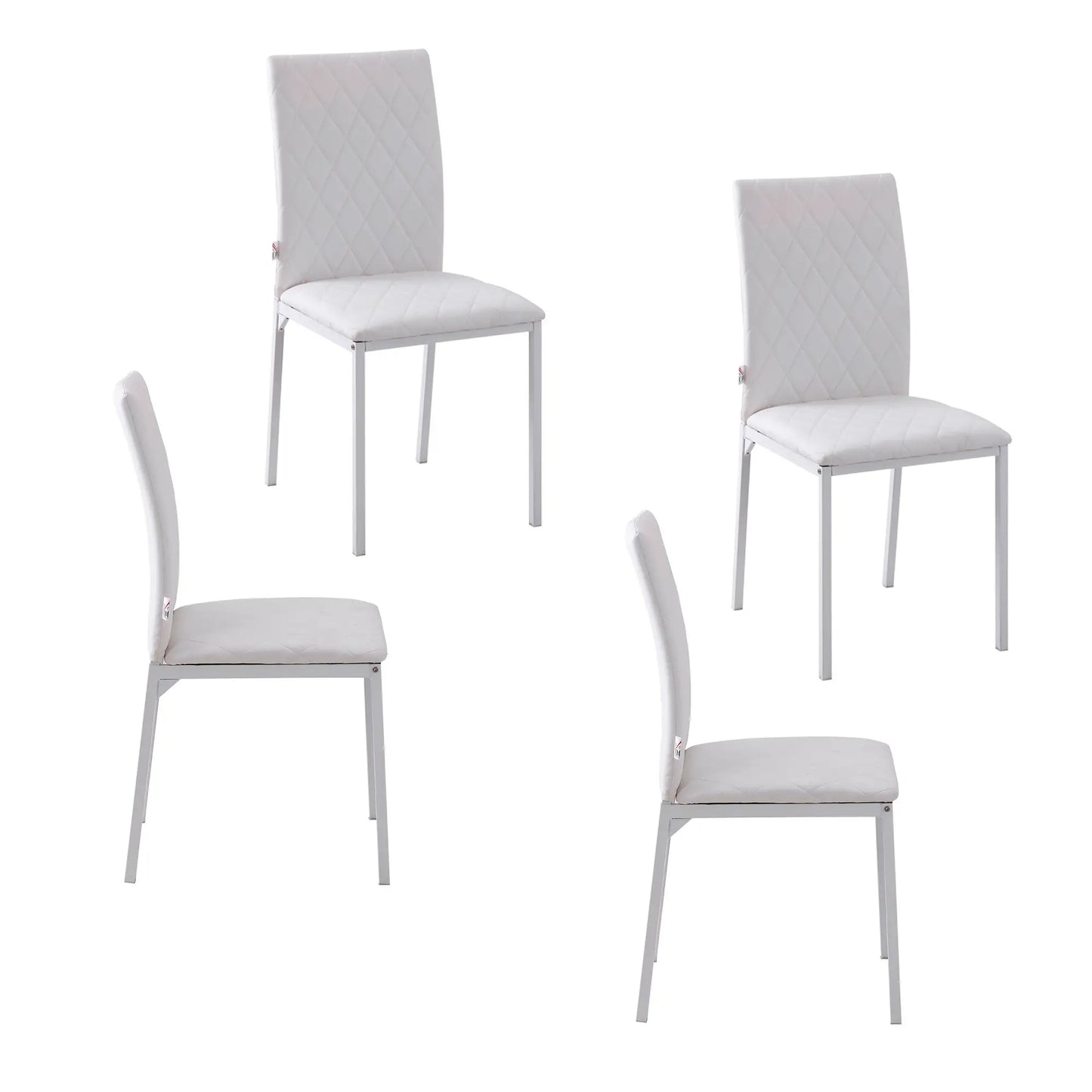 Modern Dining Chairs Set of 4, Upholstered Faux Leather, White Bar Stools at Gallery Canada