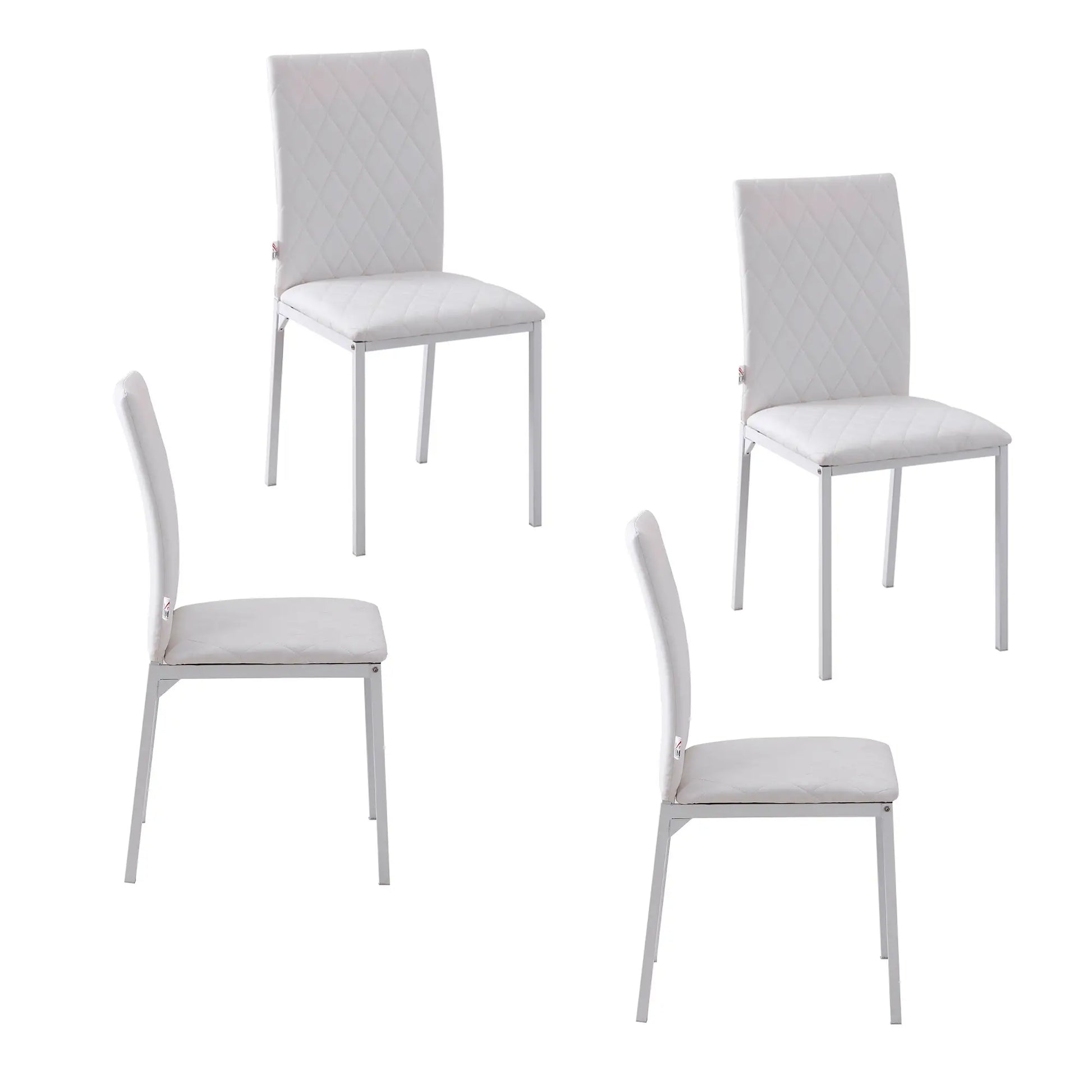 Modern Dining Chairs Set of 4, Upholstered Faux Leather, White Bar Stools at Gallery Canada