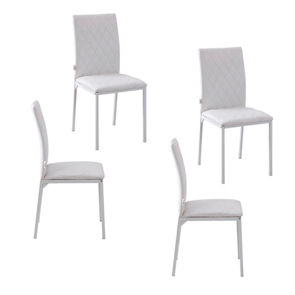 Modern Dining Chairs Set of 4, Upholstered Faux Leather, White Bar Stools at Gallery Canada