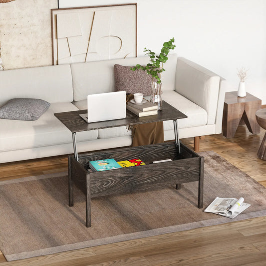 39" Lift Top Coffee Table, Hidden Storage, Living Room, Grey Coffee Tables Light Grey at Gallery Canada