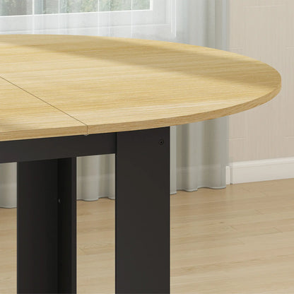Extendable Round to Oval Dining Table, Oak Black, Black Dining Tables at Gallery Canada