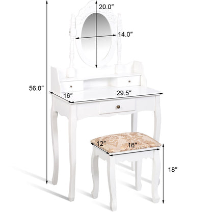 Vanity Makeup Dressing Table with Rotating Mirror and 3 Drawers Makeup Vanities at Gallery Canada