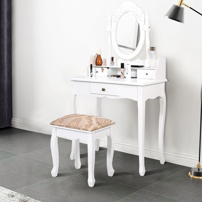 Vanity Makeup Dressing Table with Rotating Mirror and 3 Drawers Makeup Vanities at Gallery Canada