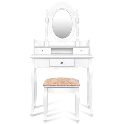Vanity Makeup Dressing Table with Rotating Mirror and 3 Drawers Makeup Vanities at Gallery Canada