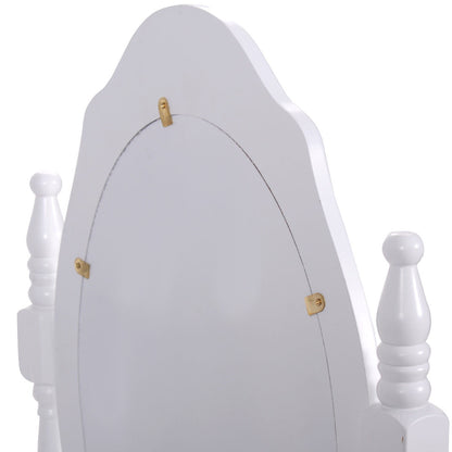Wood Vanity Table Set with Oval Mirror and 4 Drawers for Kids Girls Women, White Makeup Vanities at Gallery Canada