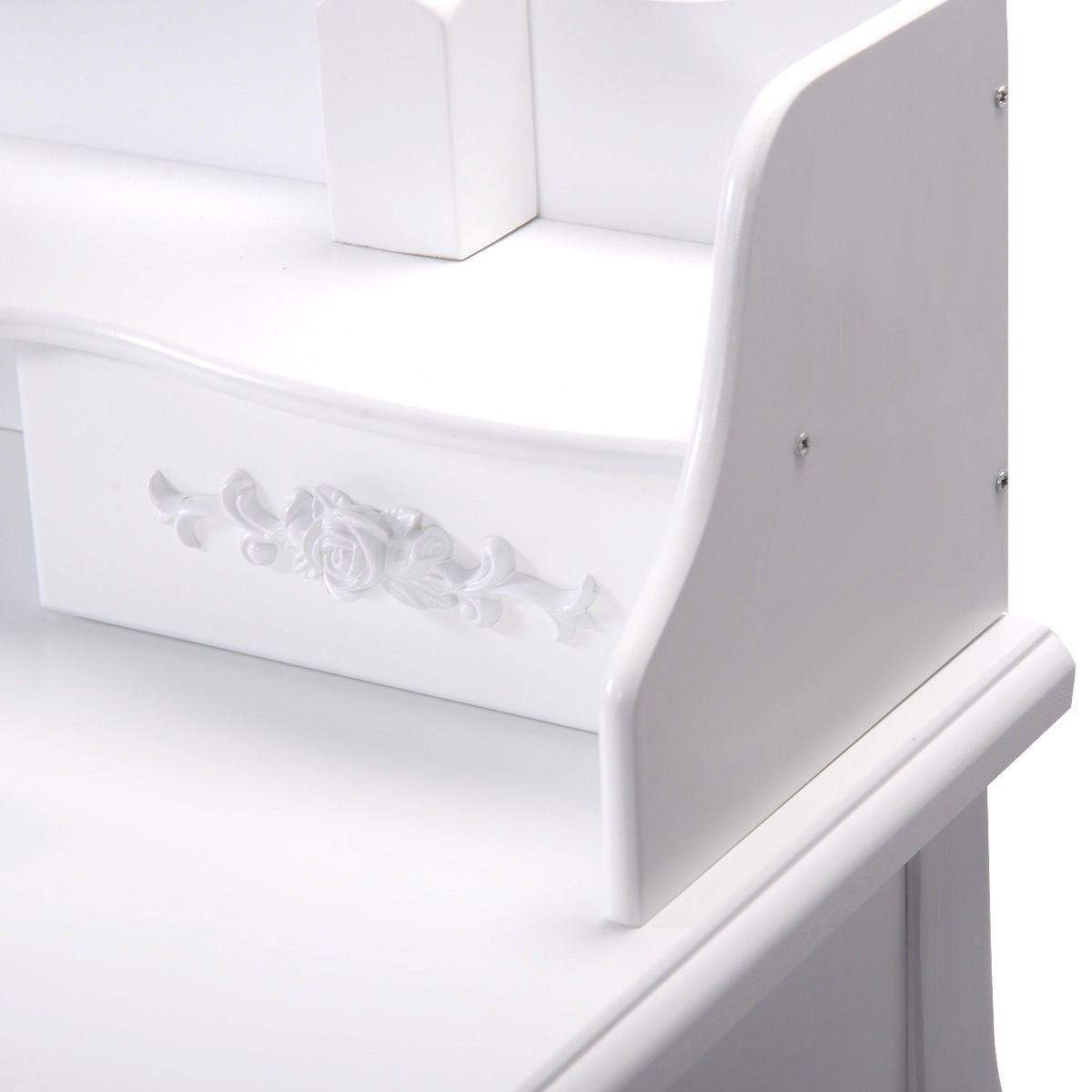 Wood Vanity Table Set with Oval Mirror and 4 Drawers for Kids Girls Women, White Makeup Vanities at Gallery Canada