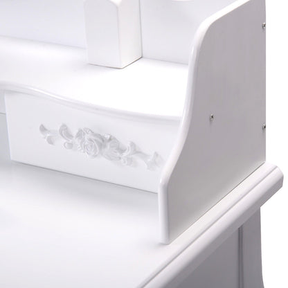 Wood Vanity Table Set with Oval Mirror and 4 Drawers for Kids Girls Women, White Makeup Vanities at Gallery Canada