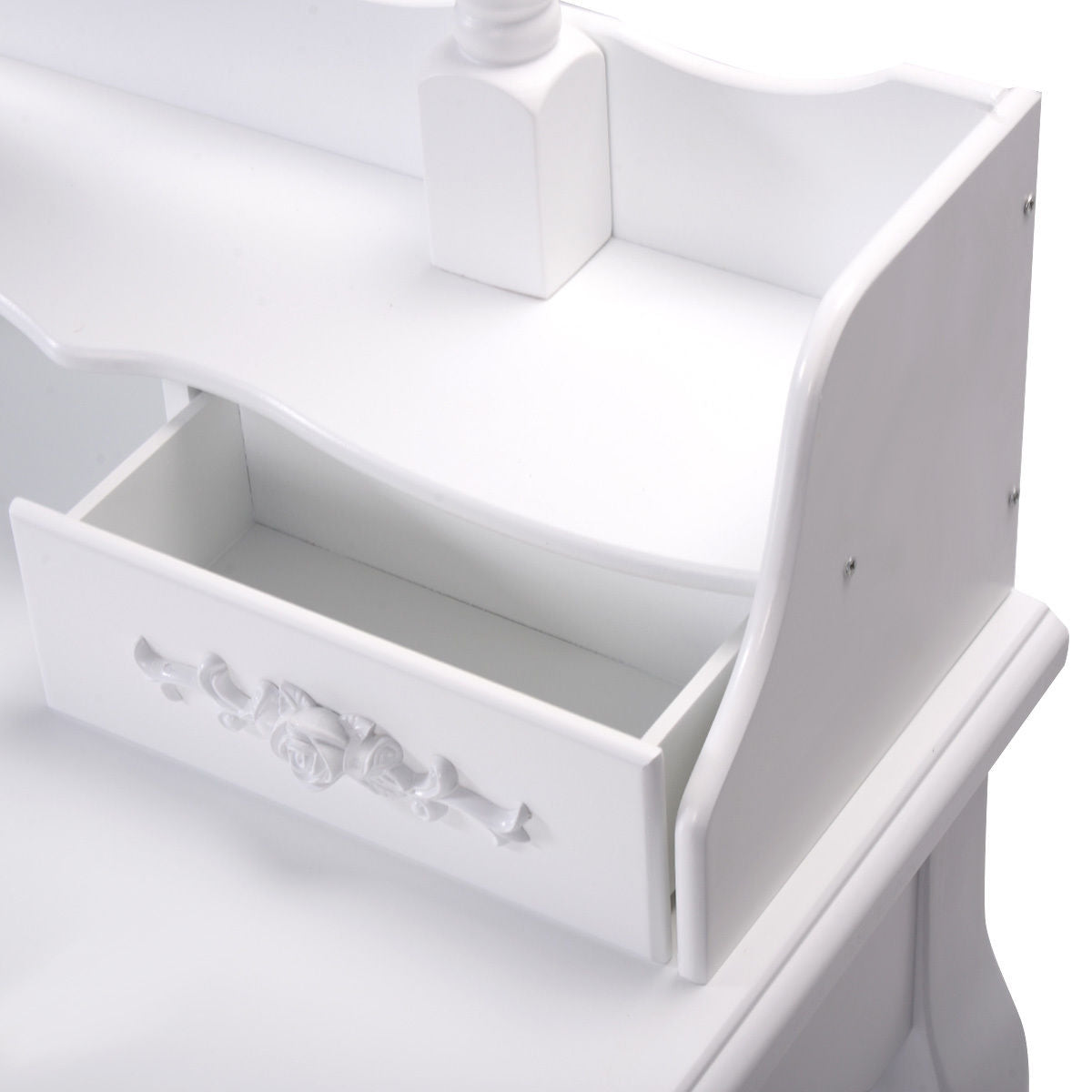 Wood Vanity Table Set with Oval Mirror and 4 Drawers for Kids Girls Women, White Makeup Vanities at Gallery Canada