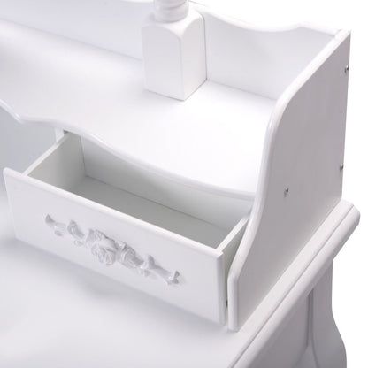 Wood Vanity Table Set with Oval Mirror and 4 Drawers for Kids Girls Women, White Makeup Vanities at Gallery Canada