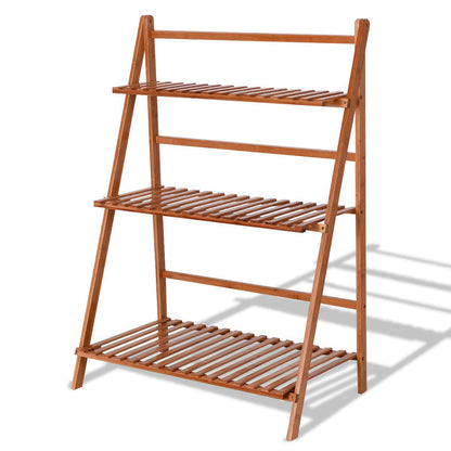 3 Tier Outdoor Bamboo Flower Pot Shelf, Natural Plant Stands Natural at Gallery Canada