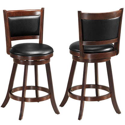 2 Pieces 24 Inch Swivel Counter Stool Dining Chair Upholstered Seat, Dark Brown Bar Stools at Gallery Canada