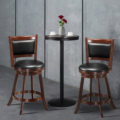 2 Pieces 24 Inch Swivel Counter Stool Dining Chair Upholstered Seat, Dark Brown Bar Stools at Gallery Canada