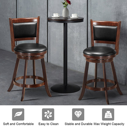 2 Pieces 24 Inch Swivel Counter Stool Dining Chair Upholstered Seat, Dark Brown Bar Stools at Gallery Canada