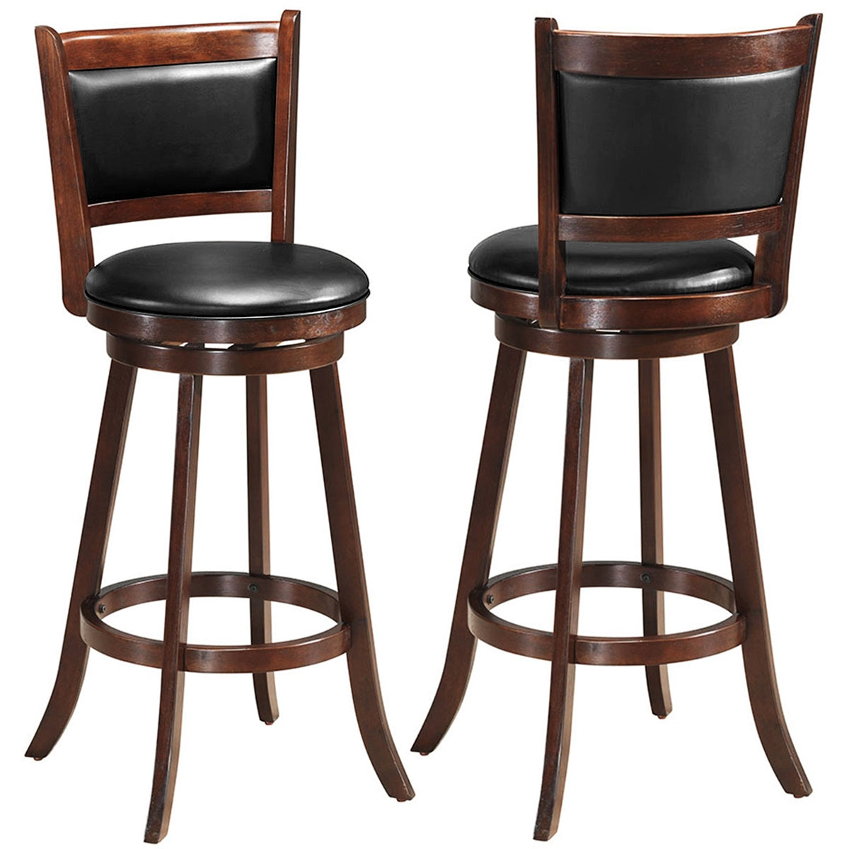 Set of 2 29 Inch Swivel Bar Height Stool Wood Dining Chair Barstool, Brown Bar Stools at Gallery Canada