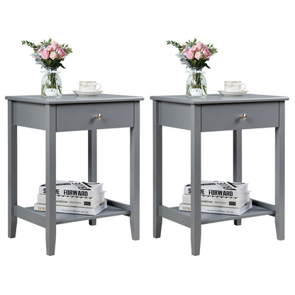 Set of 2 Wooden Bedside Sofa Table, Gray End & Side Tables at Gallery Canada
