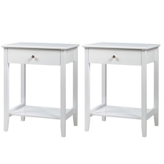 Set of 2 Wooden Bedside Table, White End & Side Tables White at Gallery Canada