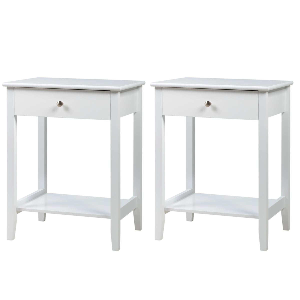 Set Of 2 Wooden Bedside Tables, White End & Side Tables at Gallery Canada