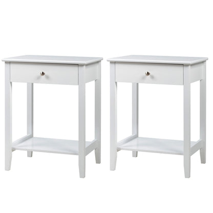 Set Of 2 Wooden Bedside Tables, White End & Side Tables at Gallery Canada