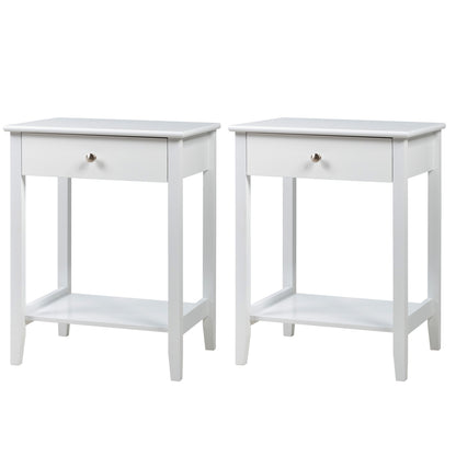 Set Of 2 Wooden Bedside Tables, White