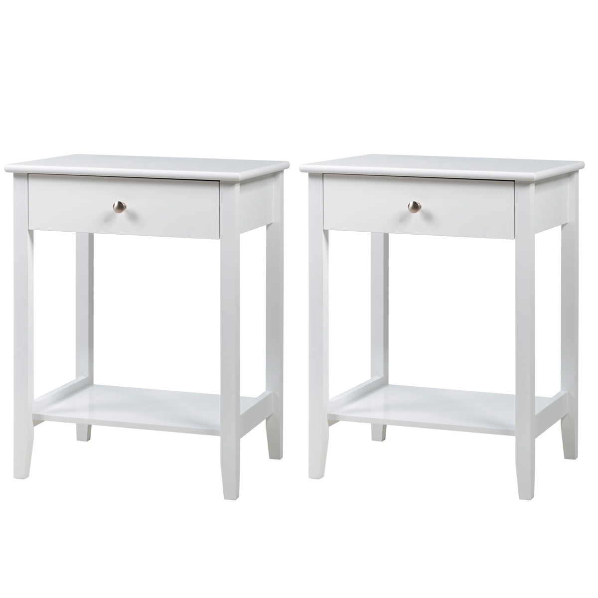 Set Of 2 Wooden Bedside Tables, White End & Side Tables at Gallery Canada