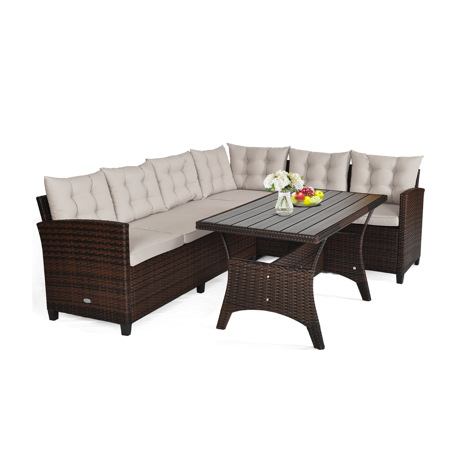 Hand-Woven Rattan Outdoor Sofa Set, 3 Pieces, Brown Outdoor Sectionals at Gallery Canada