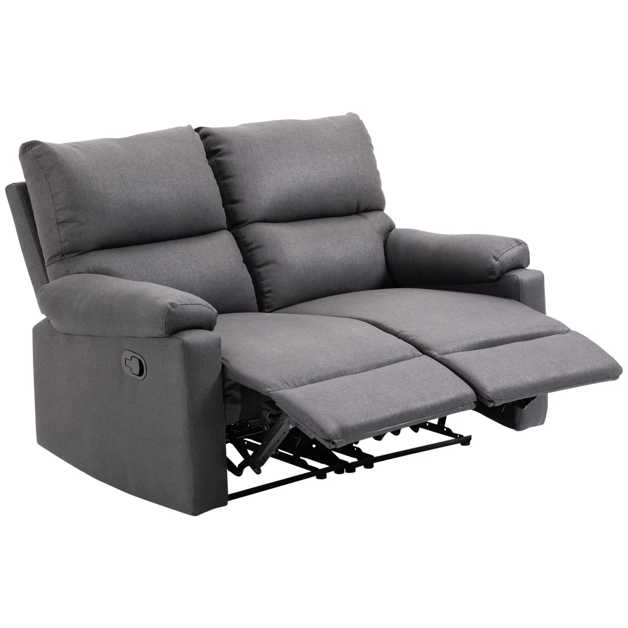 2 Seater Reclining Loveseat, Footrest, Split Backrest, Dark Grey 2-Seater Sofas at Gallery Canada